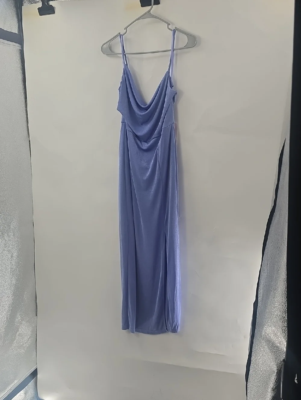Hello Molly Light Blue Cowl Neck Slip Midi Dress - Picture 4 of 11